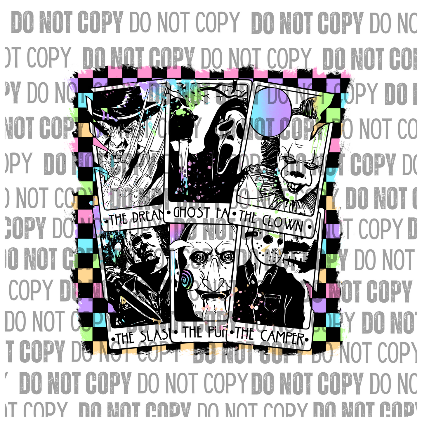 Pastel Checker Horror Cards - Decal