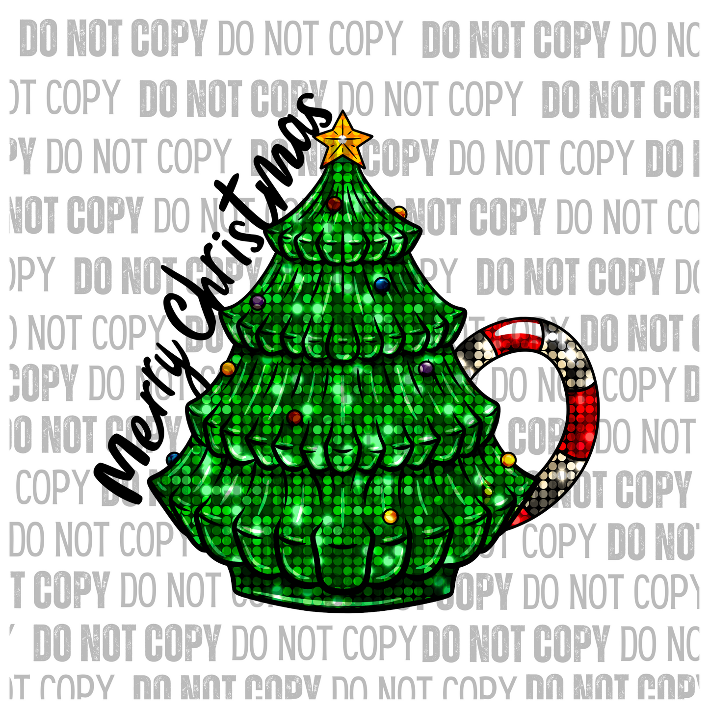 Merry Christmas Sequin Tree - Decal