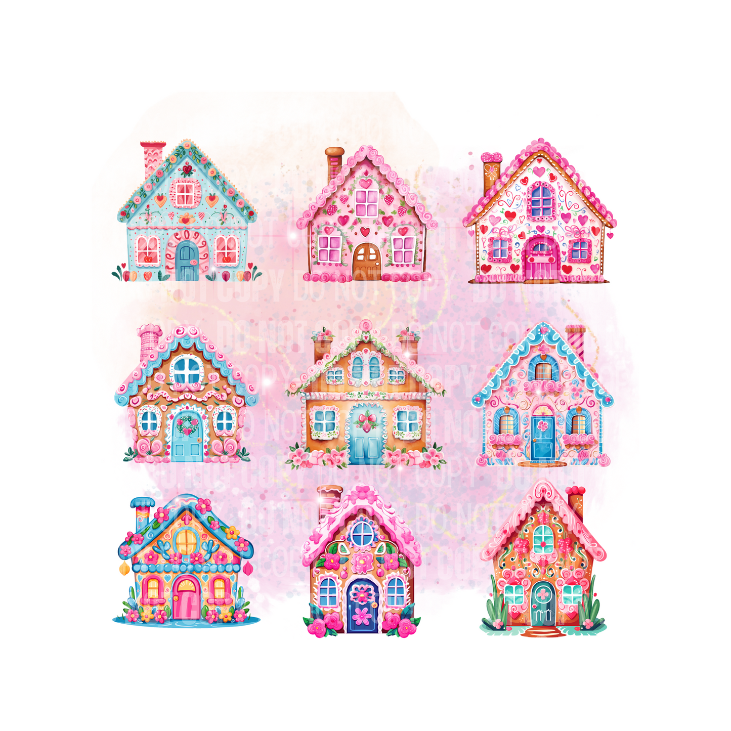 Pink Gingerbread Houses - Decal