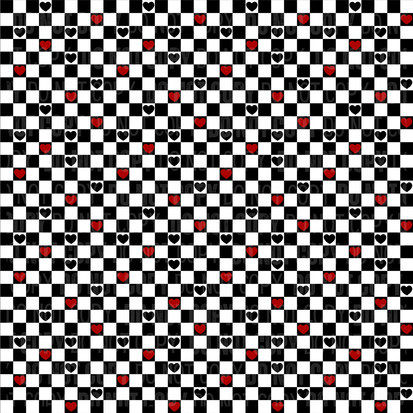 Red/Black Heart Checker - Opaque Vinyl Sheet