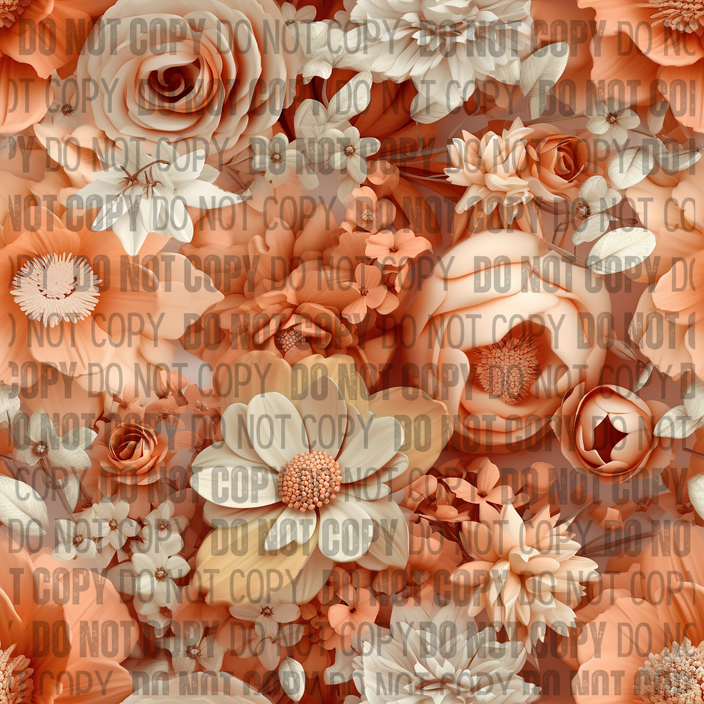 Peach Floral 3D - Opaque Vinyl Sheet