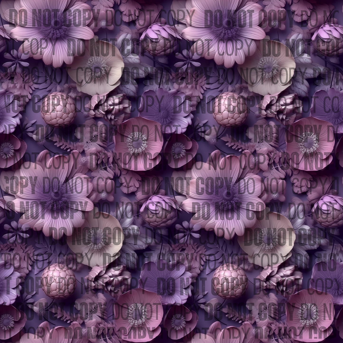 Purple Floral 3D - Opaque Vinyl Sheet