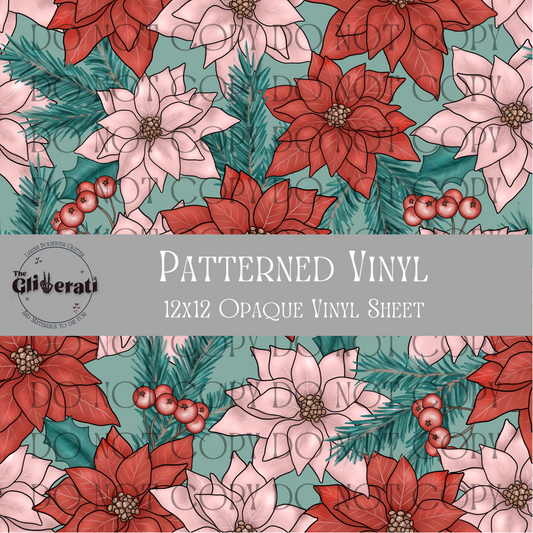Poinsettias Opaque Vinyl Sheet