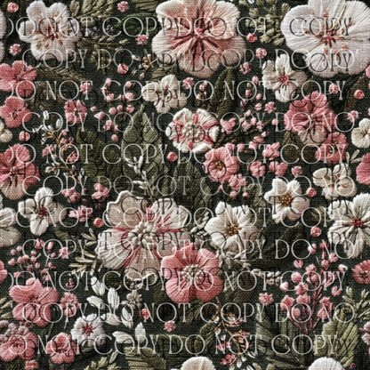 Cherry Blossom Embroidery - Opaque Vinyl Sheet