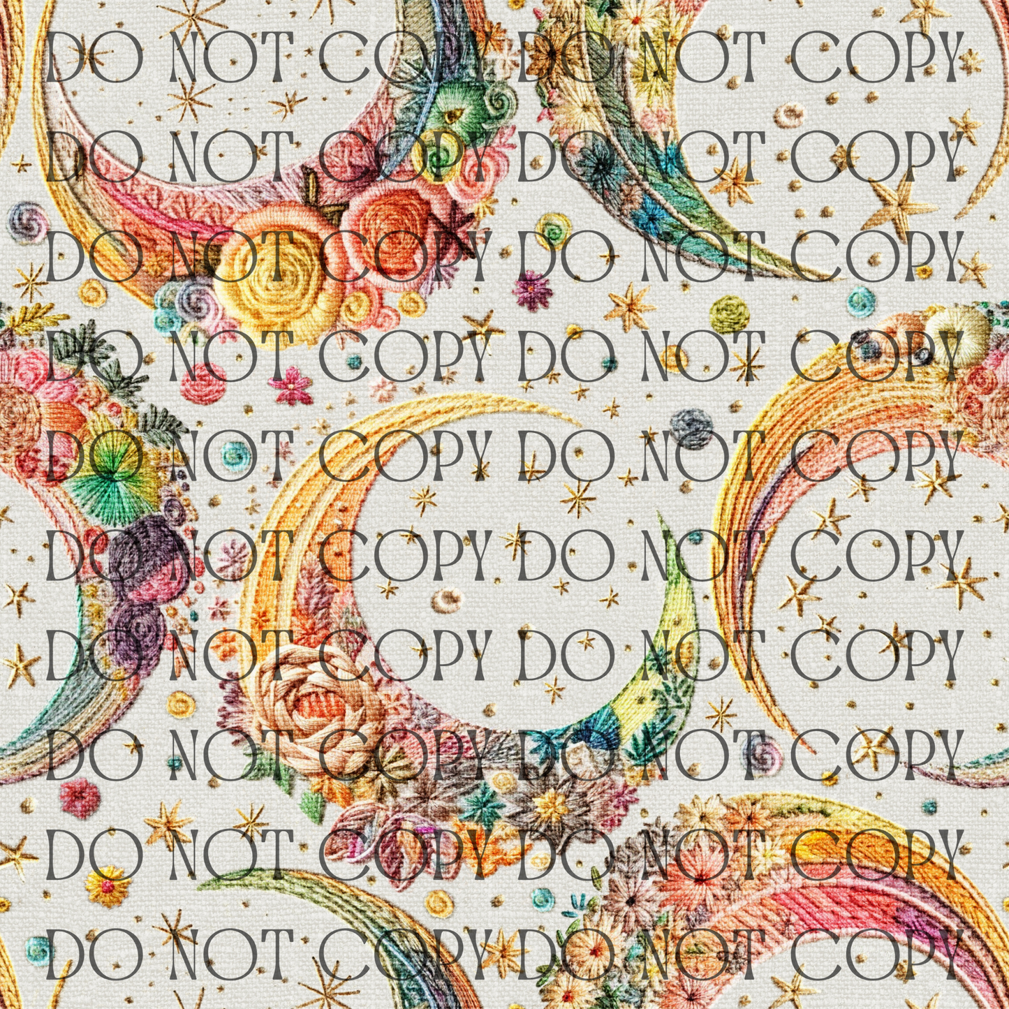 Pastel Rainbow Crescent Embroidery - Opaque Vinyl Sheet