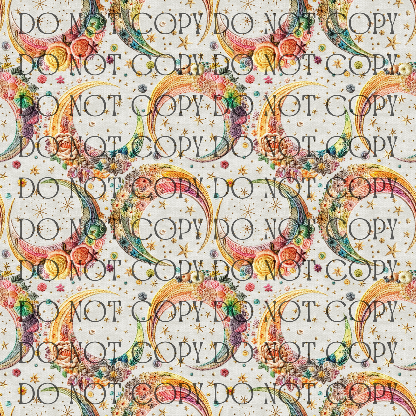 Pastel Rainbow Crescent Embroidery - Opaque Vinyl Sheet