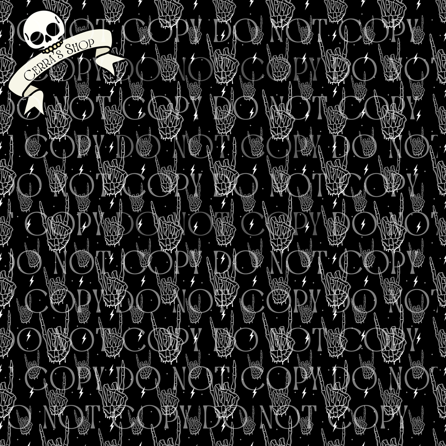 Rock n Roll Skellie - Black Background - Opaque Vinyl Sheet