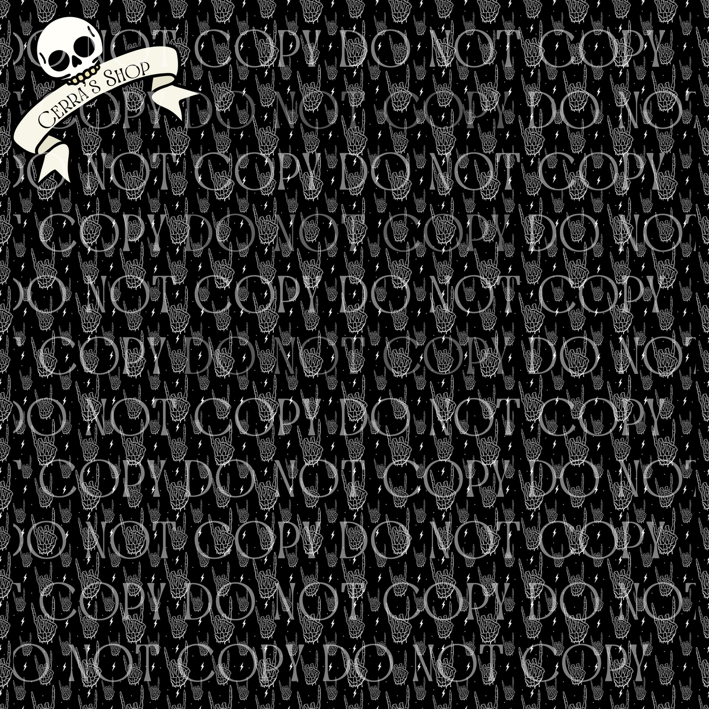 Rock n Roll Skellie - Black Background - Opaque Vinyl Sheet