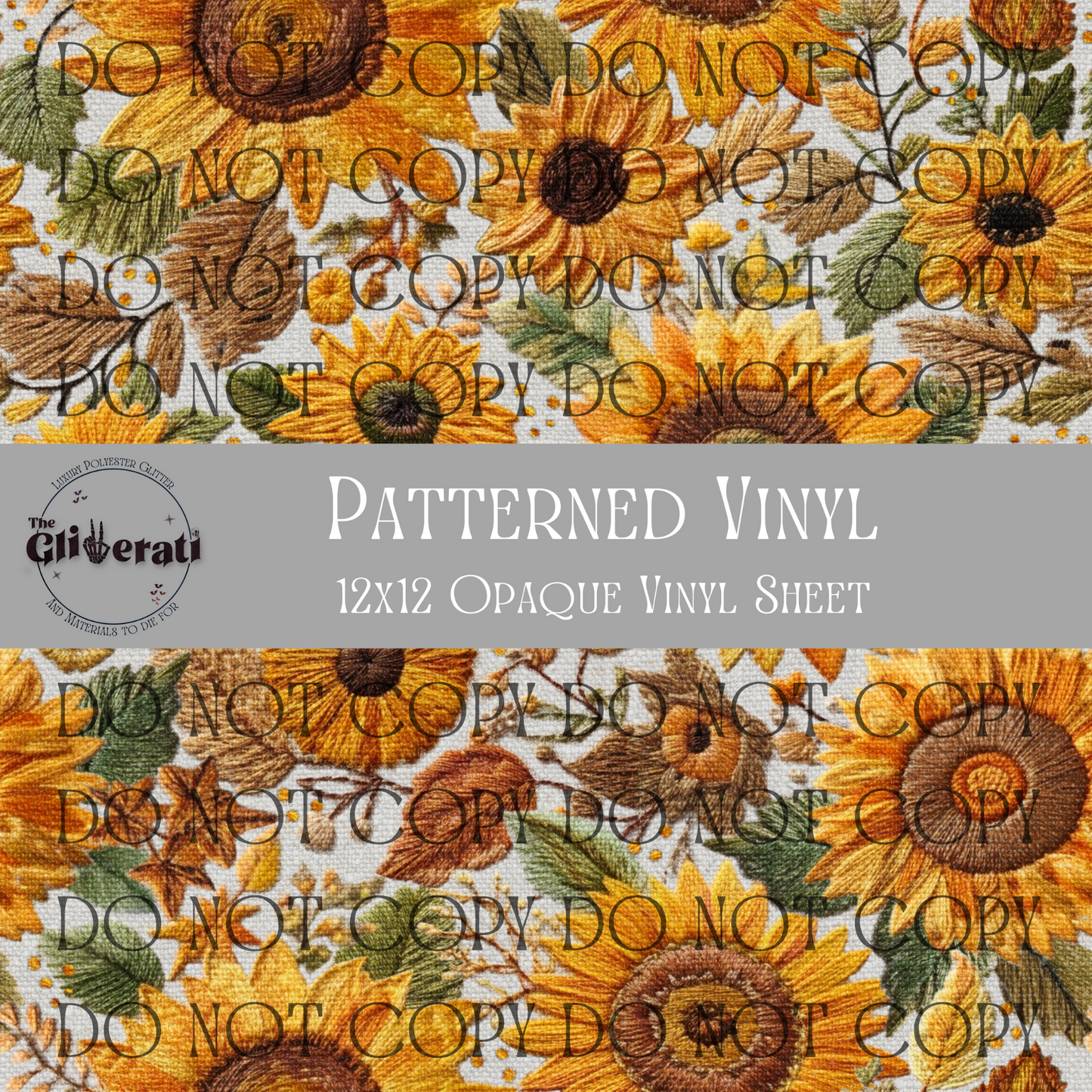 Sunflower Embroidery - Opaque Vinyl Sheet