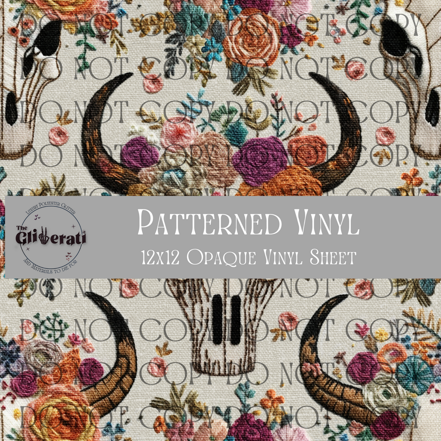 Western Floral Embroidery - Opaque Vinyl Sheet